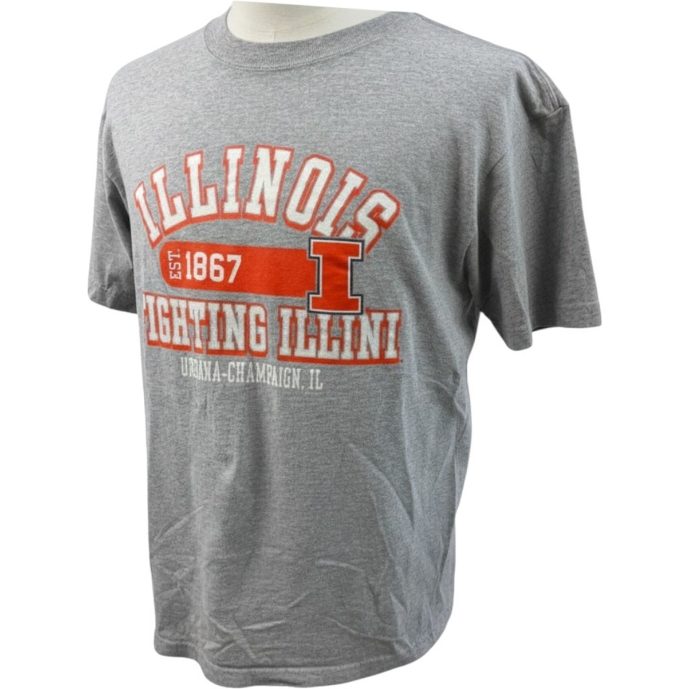 Pro Edge Mens Illinois Fighting Illini Tee Shirt Grey Large Large Vintage
